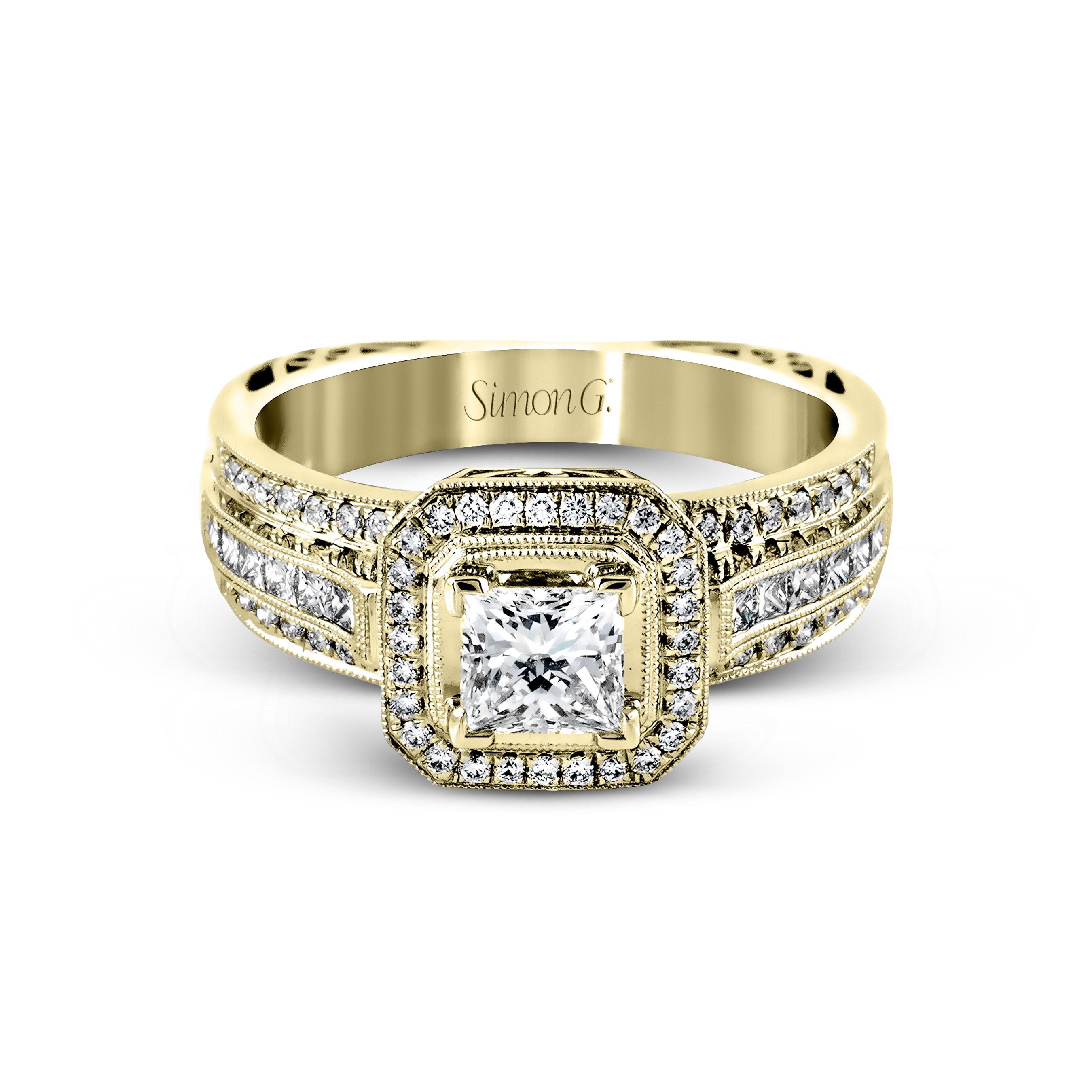 NR454 Passion Collection White Gold Princess Cut Engagement Ring