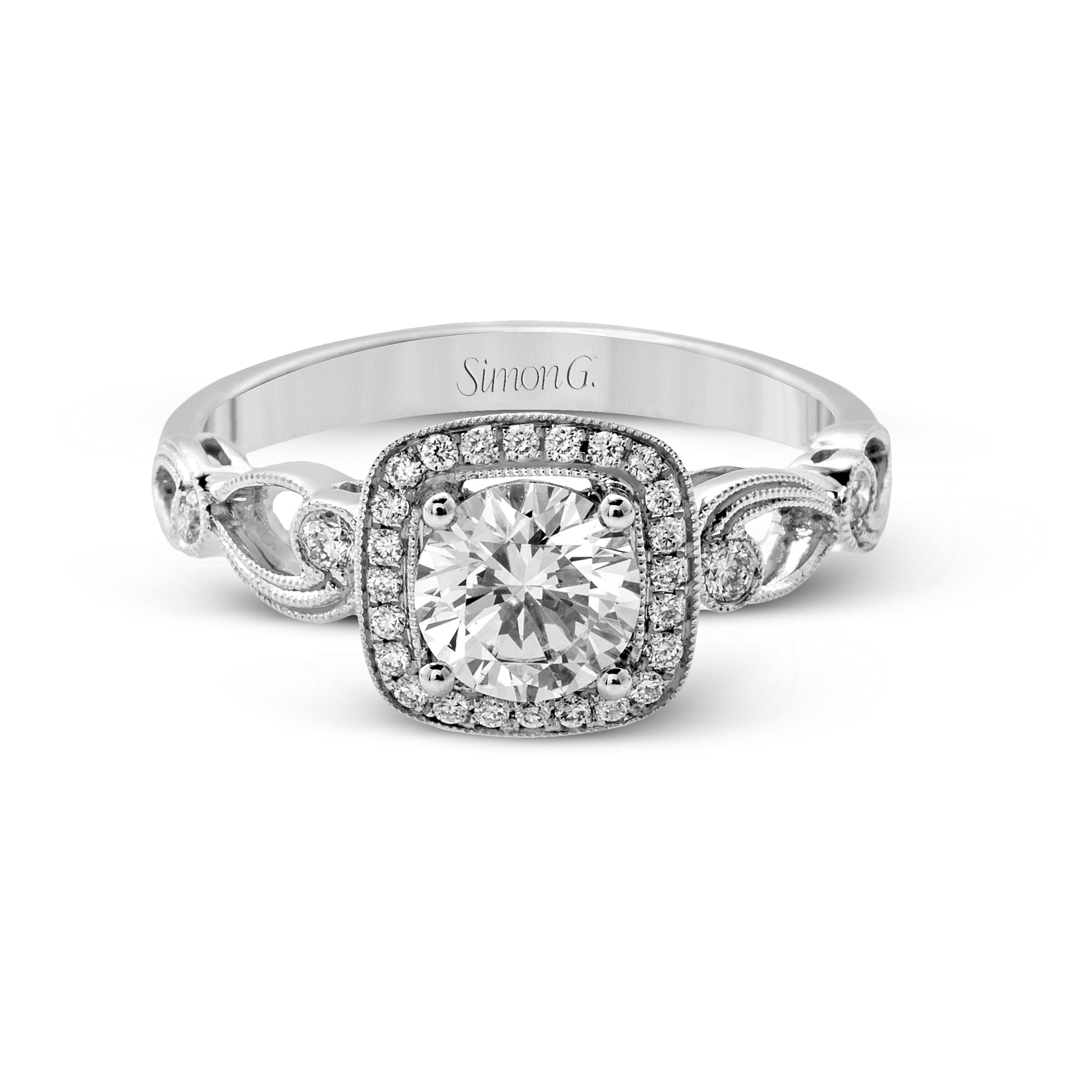 TR526 Passion Collection Platinum Round Cut Engagement Ring