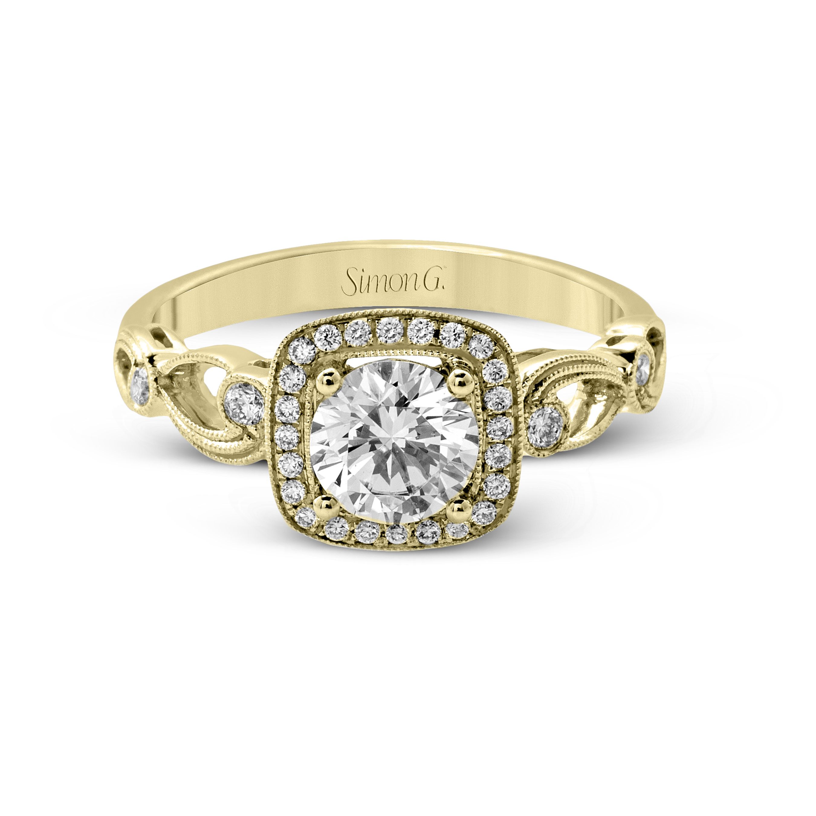 TR526 Passion Collection Platinum Round Cut Engagement Ring