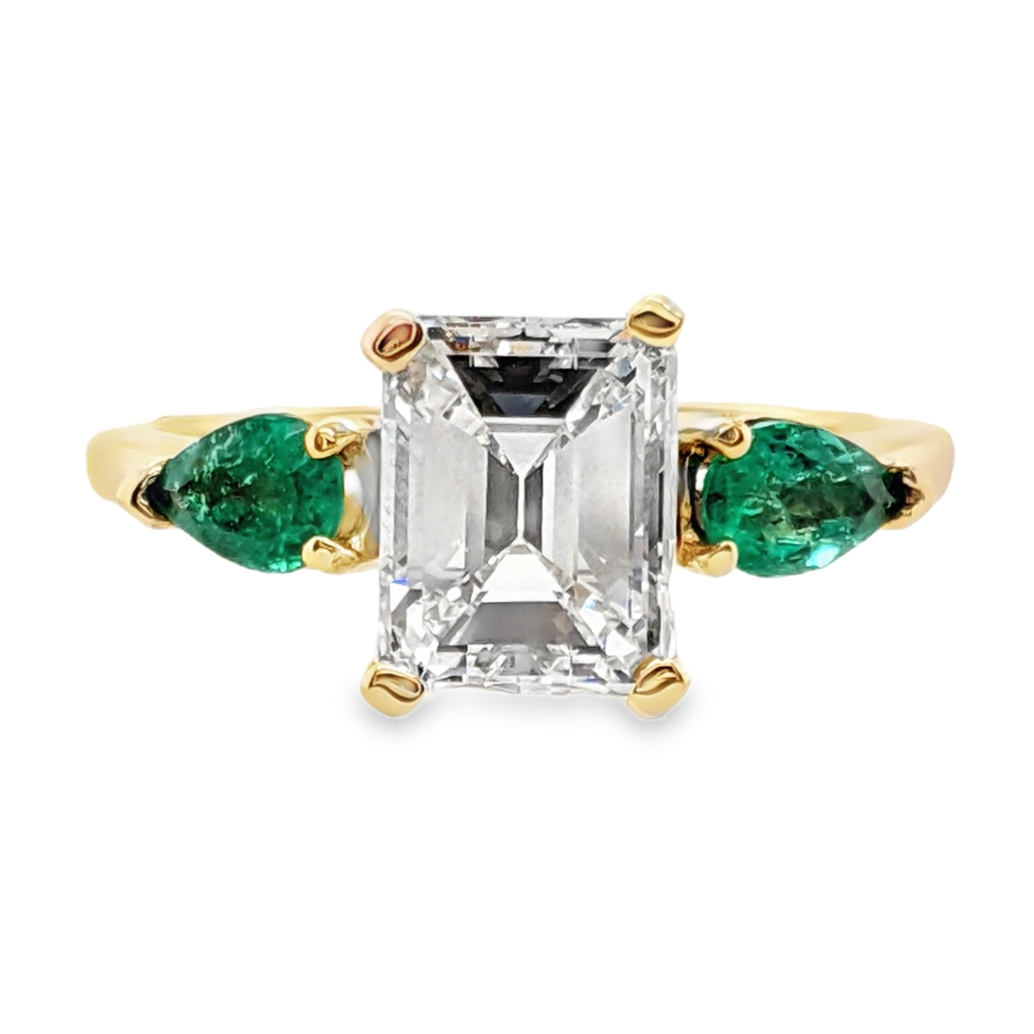 Diamond and Emerald Engagement Ring