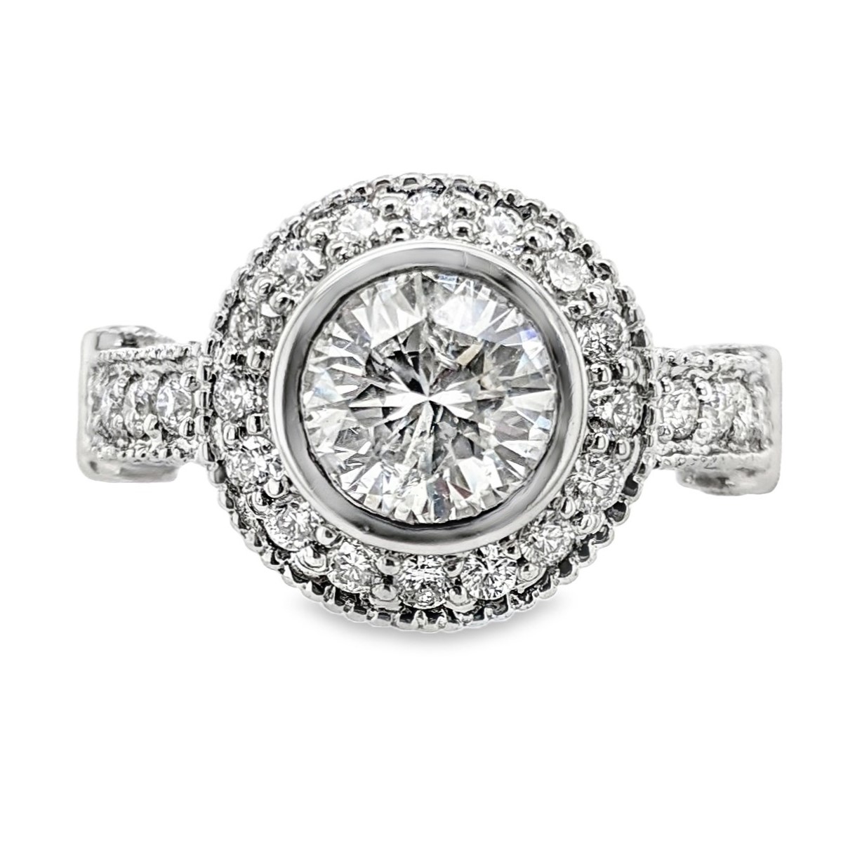 Diamond Halo Bezel Engagement Ring