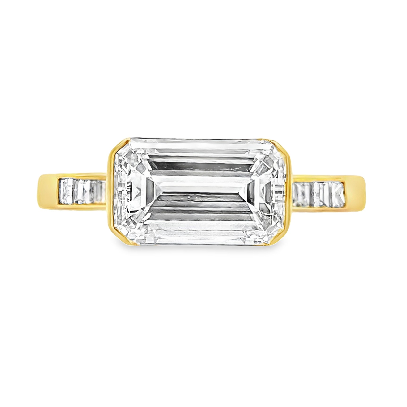East West Half Bezel Diamond Ring