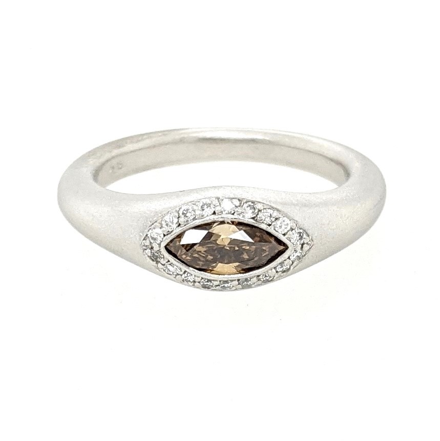Brown and White Diamond Ring