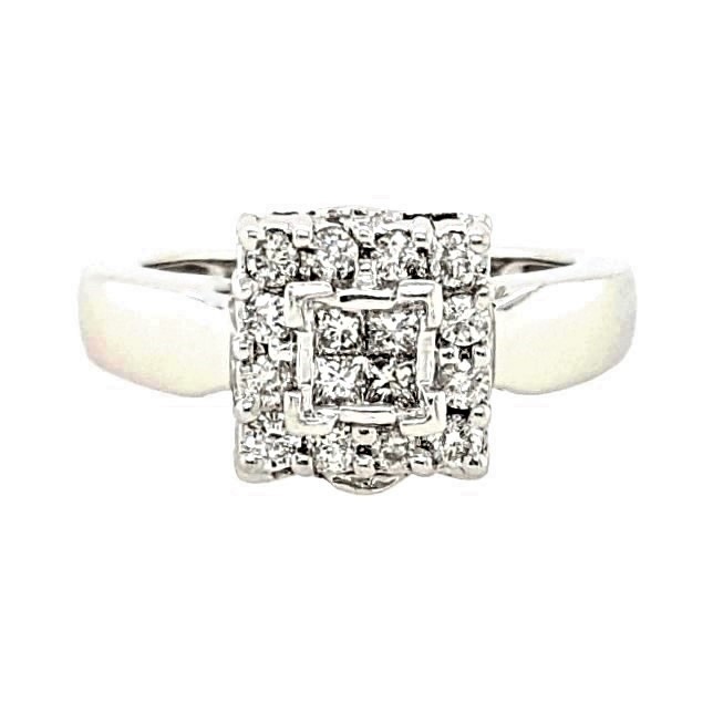 Diamond Square Halo Ring