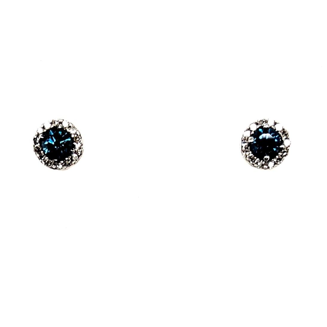 Blue Diamond Halo Earrings