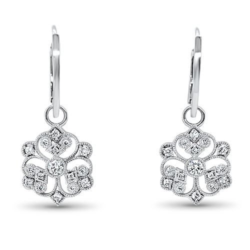 Floral Filigree Diamond Earrings