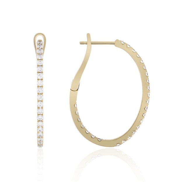 Diamond Oval Hoop Earrings