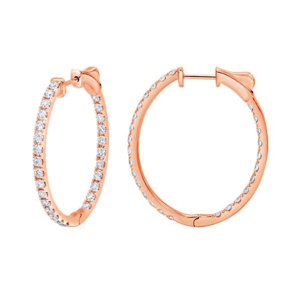 Diamond Oval Hoop Earrings