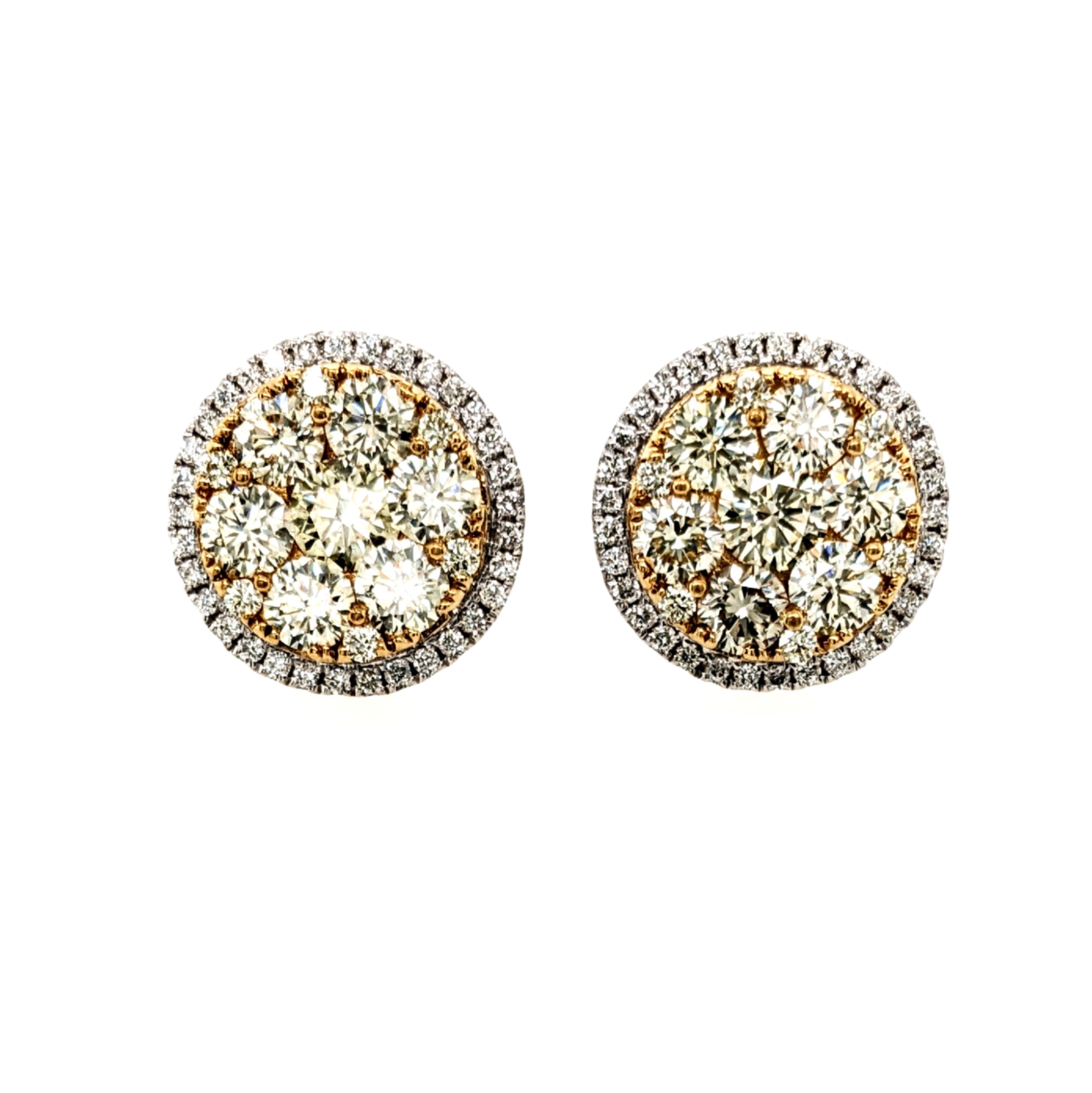 Yellow and White Diamond Earrings