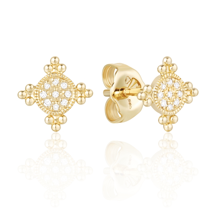 Diamond Compass Stud Earrings