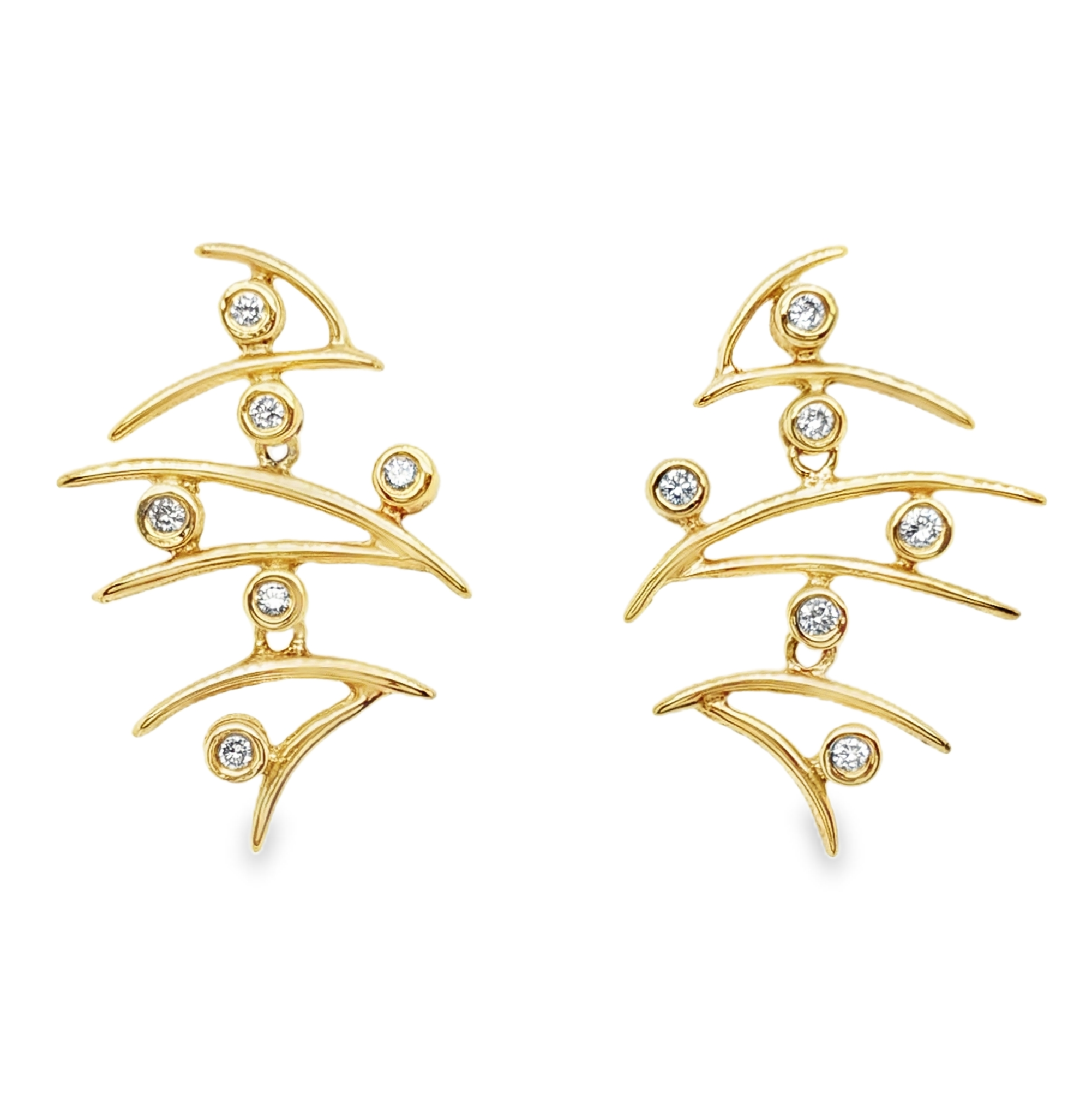 Diamond Bezel Curved Bar Earrings