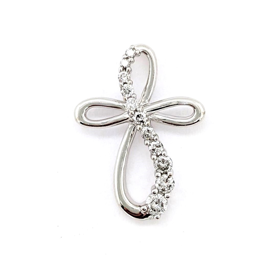 Diamond Cross Swirl Pendant