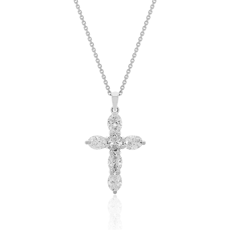 Oval Diamond Cross 1.94ctw Necklace