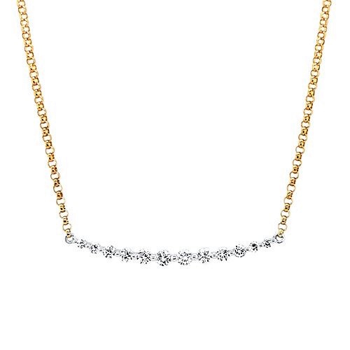 Diamond Arch Curve Necklace in 14K Yellow Gold | AudryRose – Audry Rose