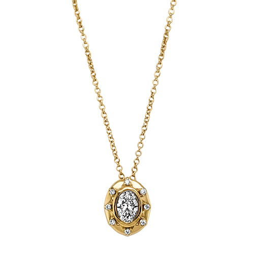 Oval Diamond Halo Necklace