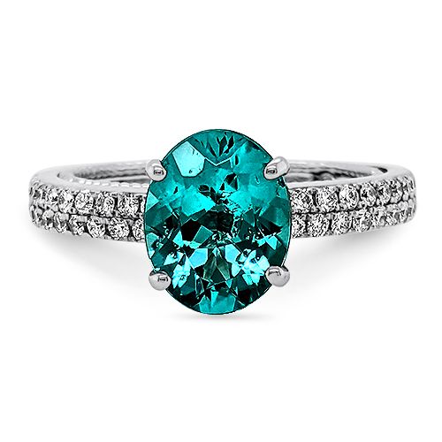 Blue Tourmaline and Diamond Ring