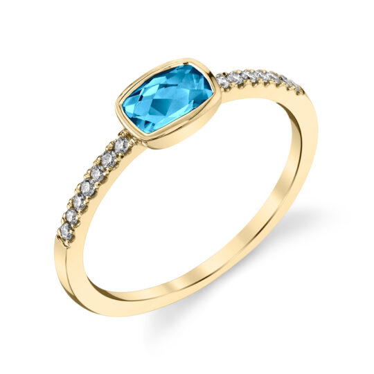 Blue Topaz and Diamond Ring