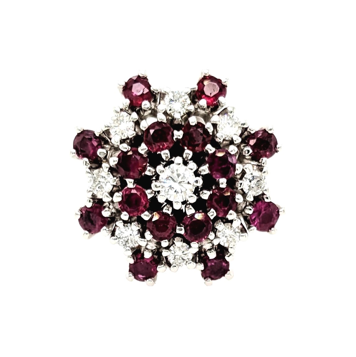 Ruby and Diamond Cluster Ring