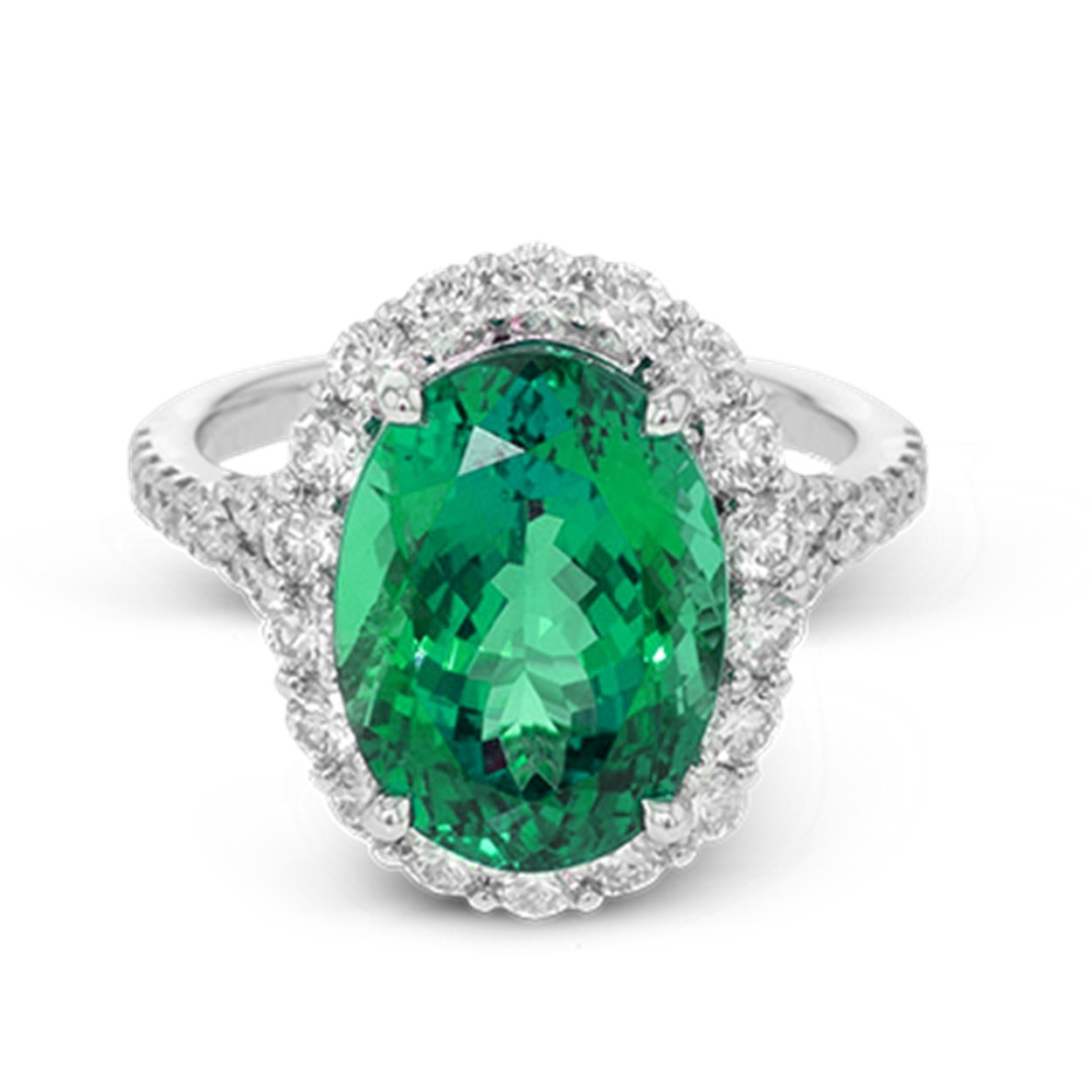 Green Tourmaline and Diamond Ring