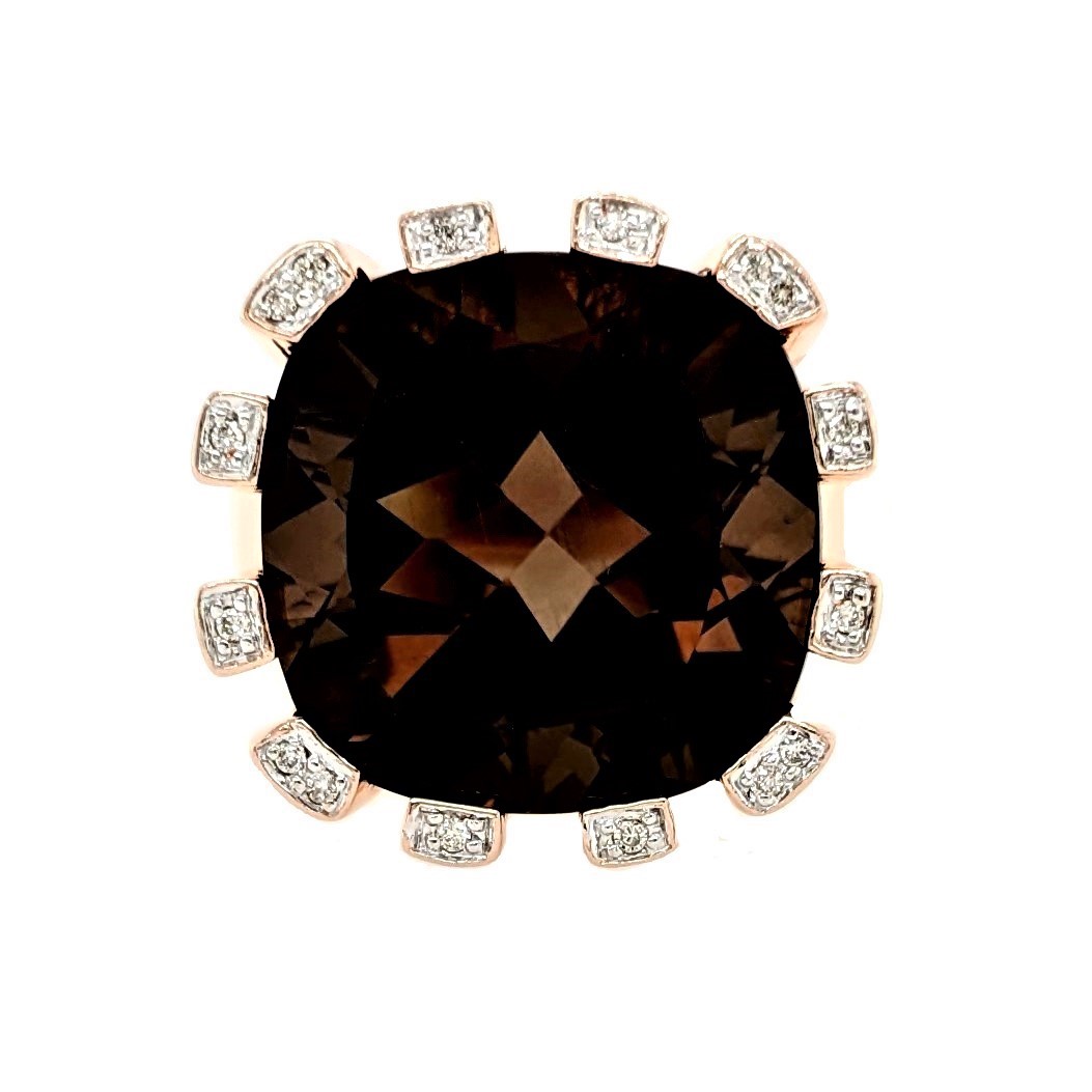 Smokey Quartz and Diamond Ring
