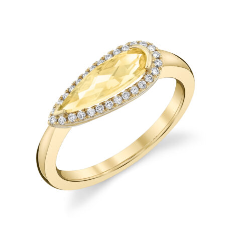 Light Citrine and Diamond Ring