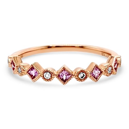 Pink Sapphire and Diamond Band