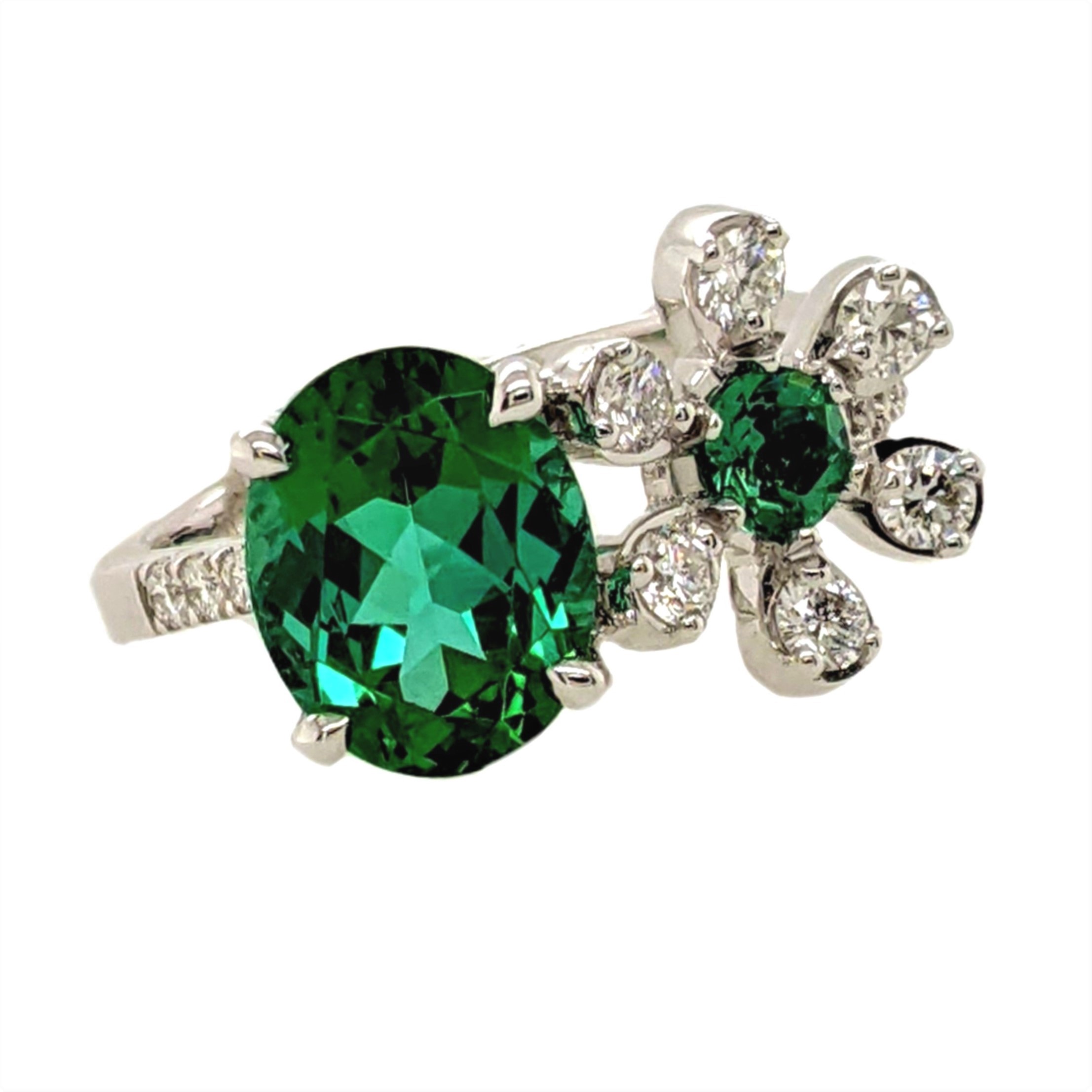 Flower Green Tourmaline Ring