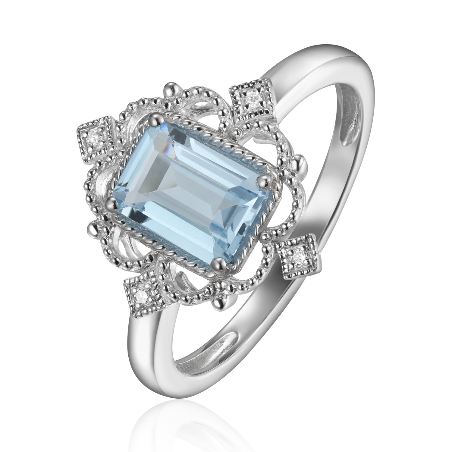 Blue Topaz & Diamond Ring