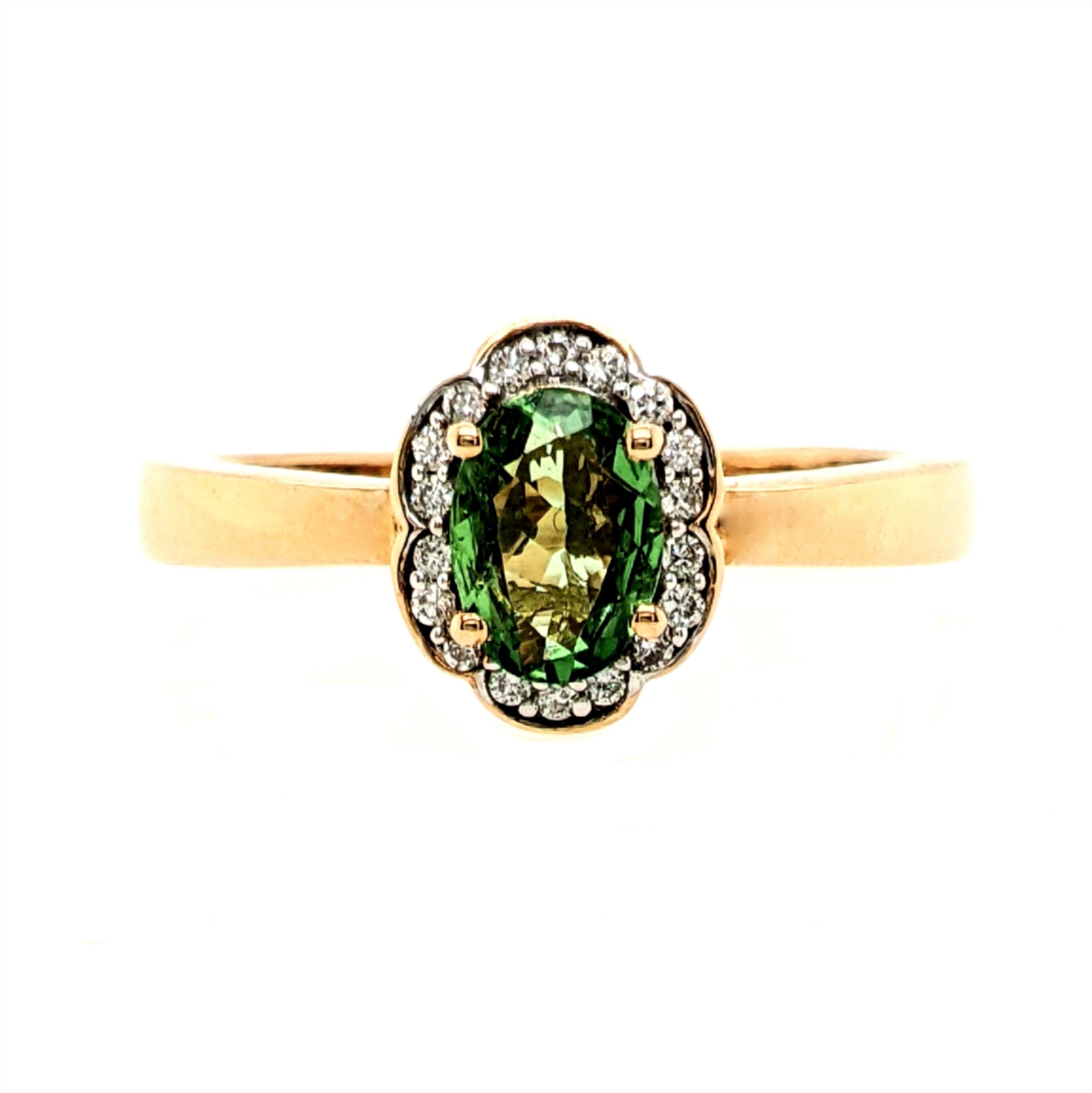 Grossular Garnet and Diamond Ring