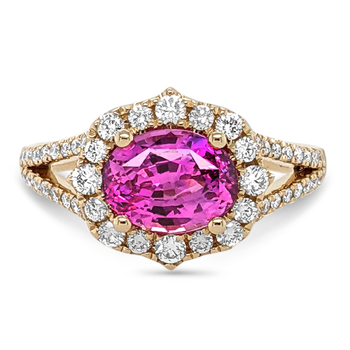 Pink Sapphire and Diamond Ring