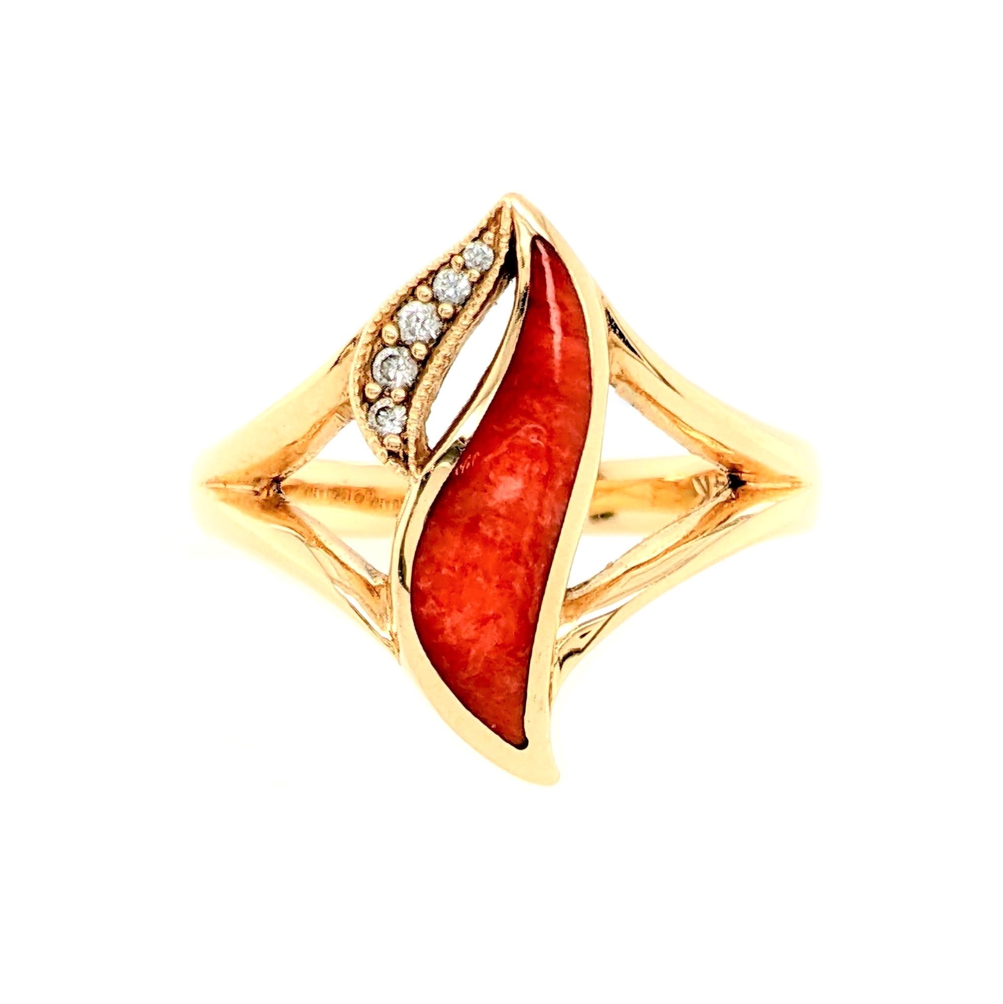 Orange Shell and Diamond Ring