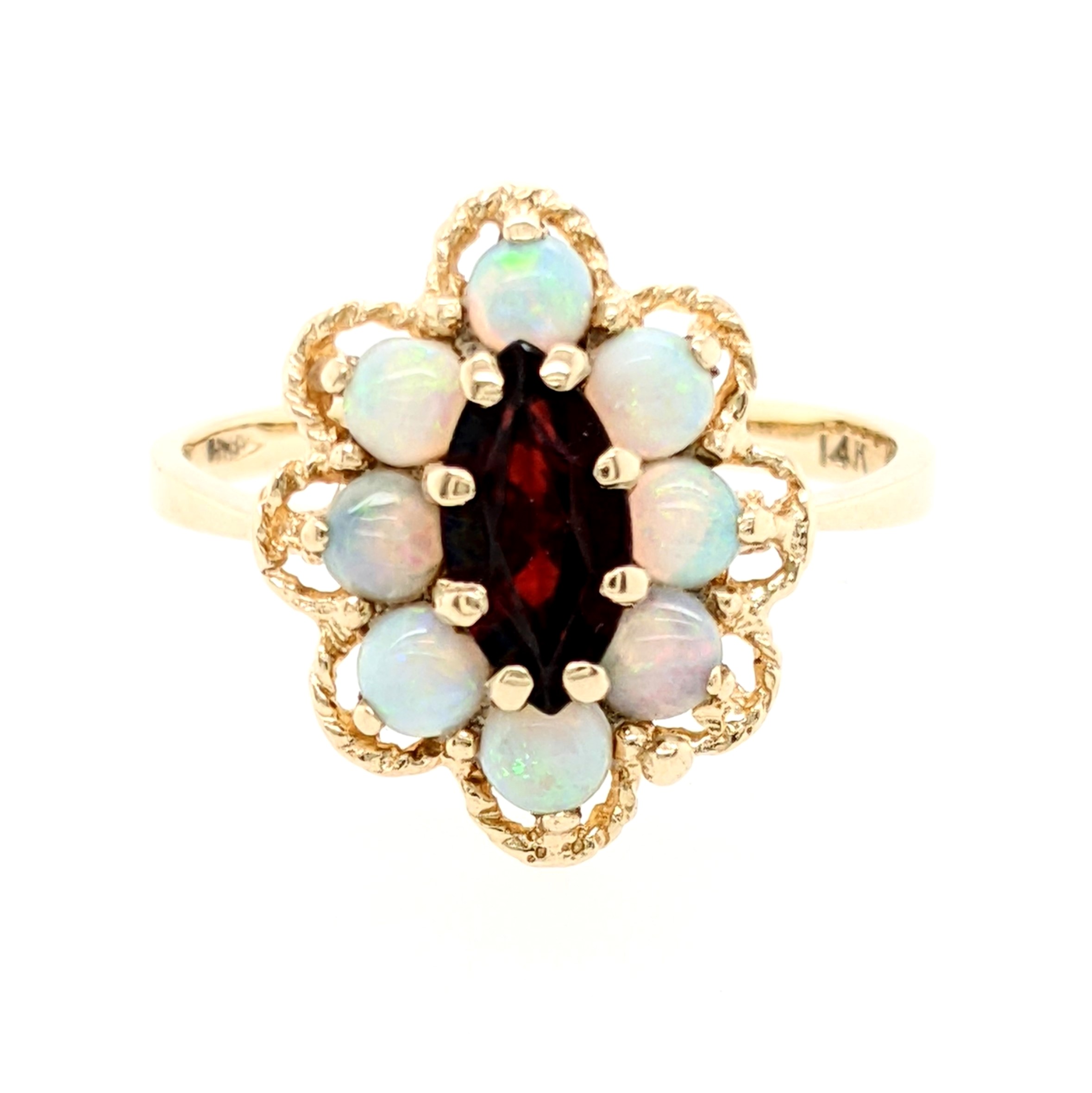 Opal and Garnet Ring