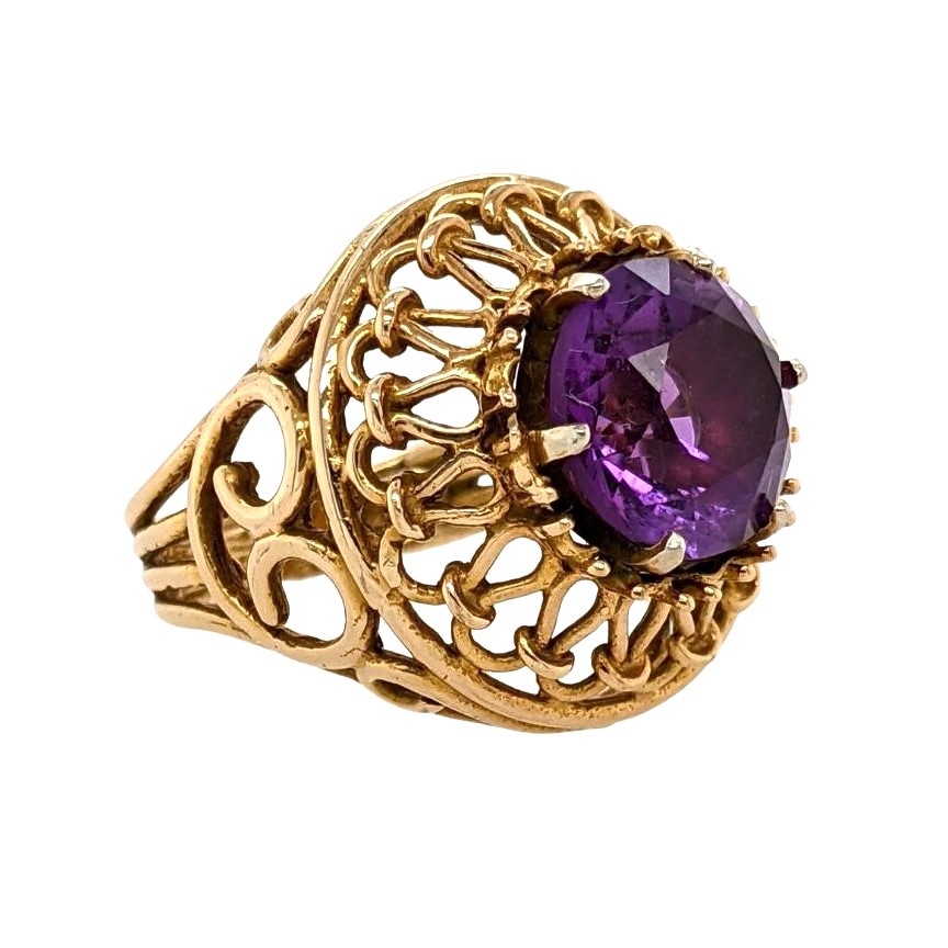 Amethyst Scroll Ring