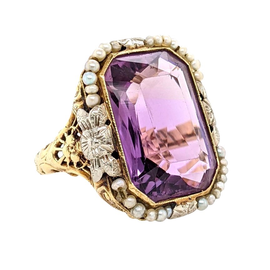 Amethyst and Pearl Ring