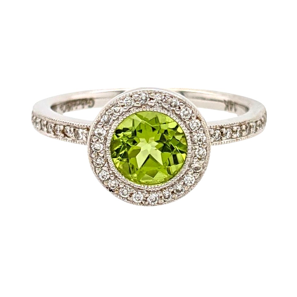 Peridot Halo Ring