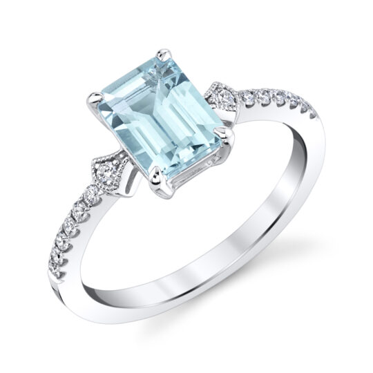 Aquamarine and Diamond Ring