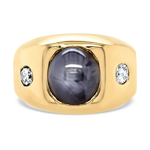 Star Sapphire and Diamond Ring