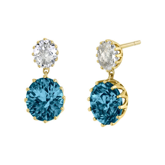 London Blue Topaz and Goshenite Earrings