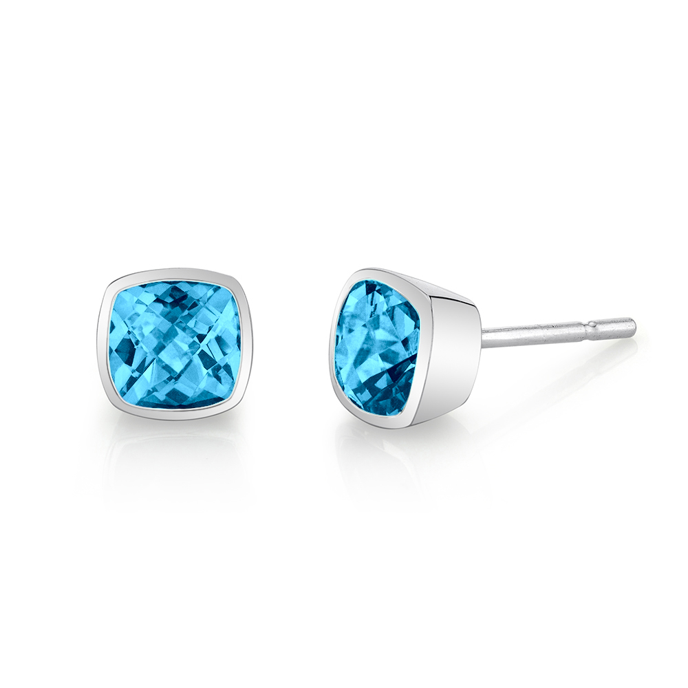 Blue Topaz Stud Earrings
