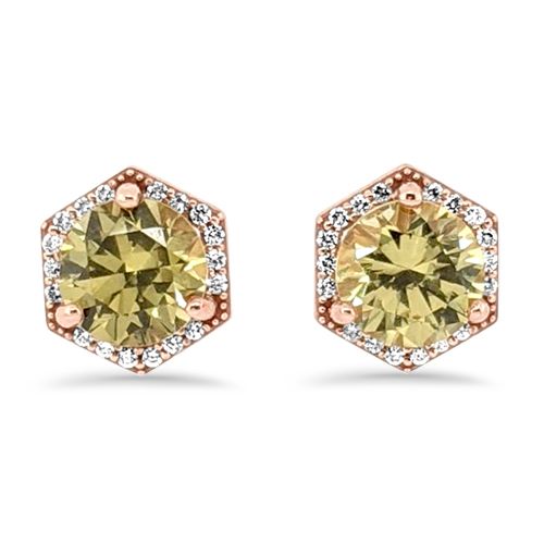 Garnet and Diamond Hexagonal Studs