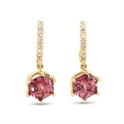 Pink Zircon and Diamond Earrings