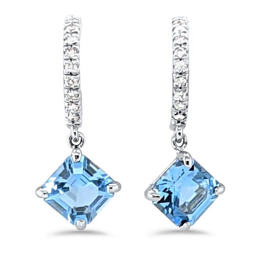 Aquamarine & Diamond Earrings