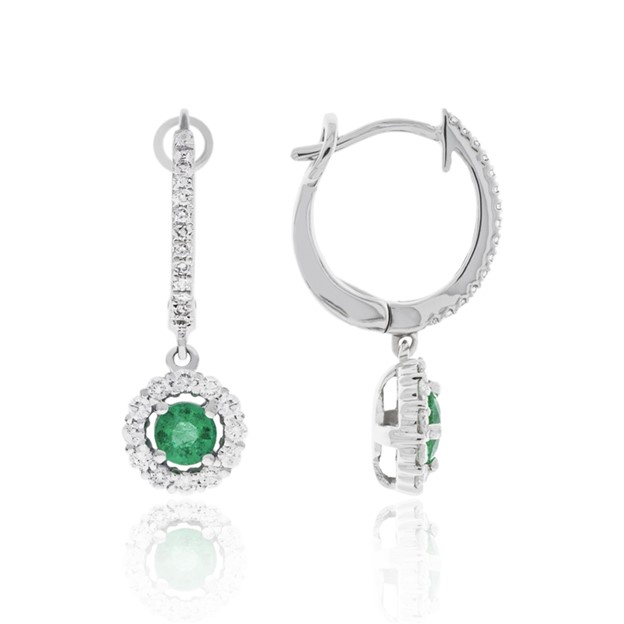 Emerald and White Earrings
