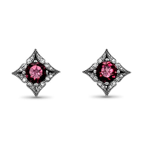 Rhodolite Garnet and Diamond Earrings