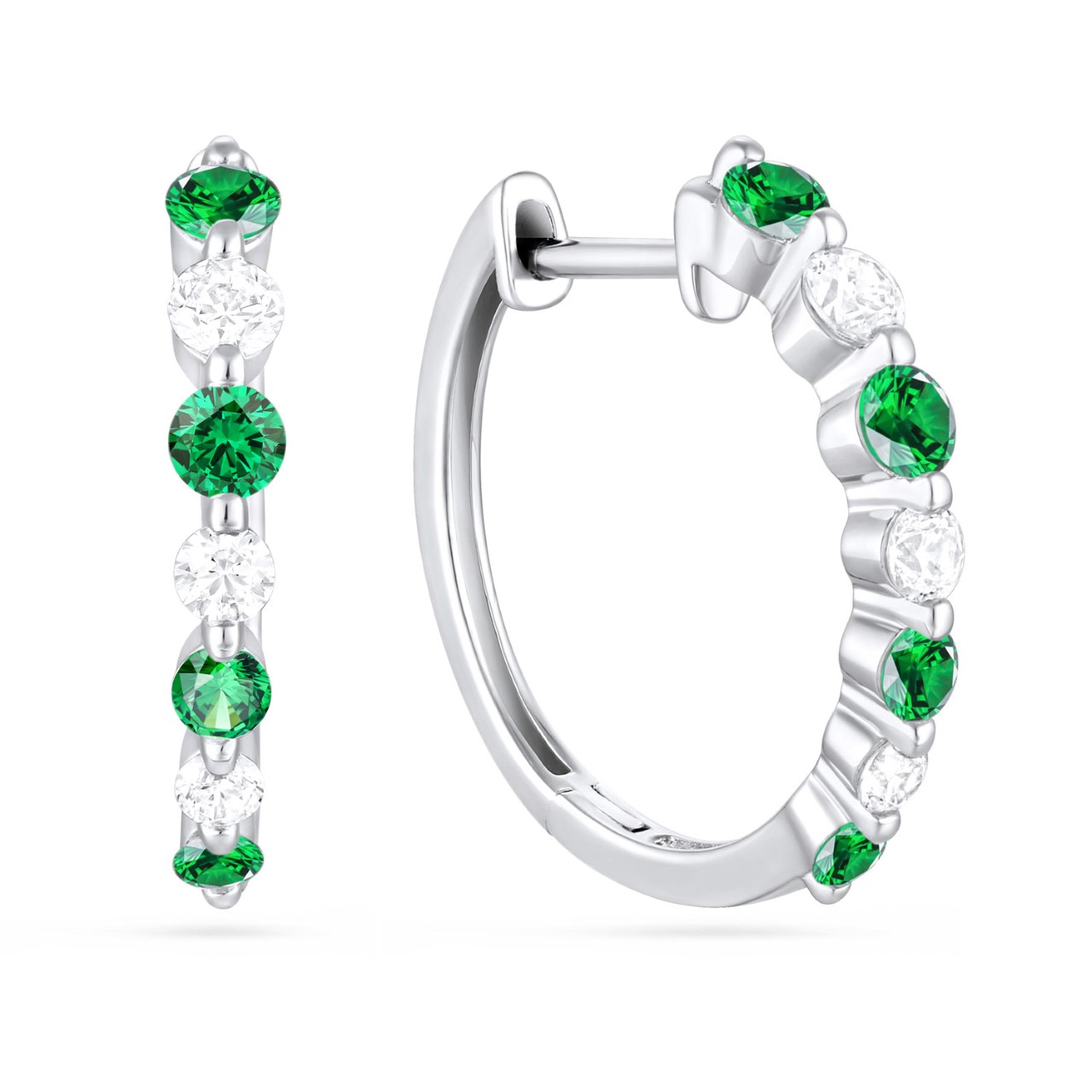 Emerald and Diamond Hoops