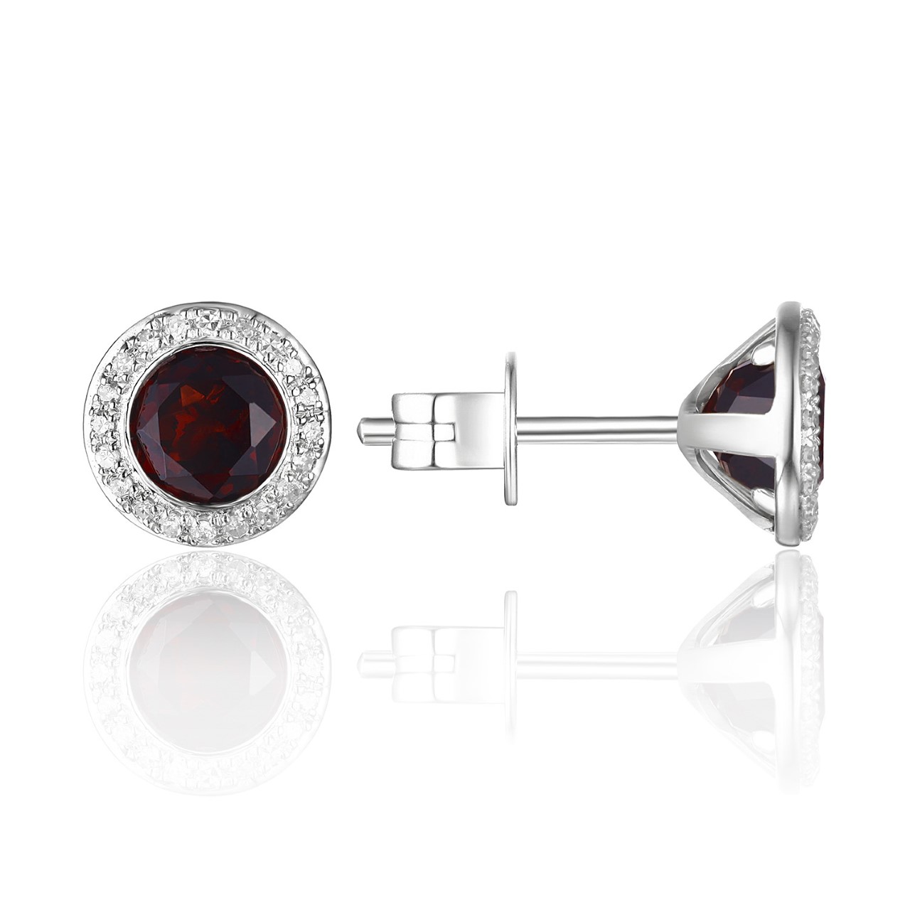 Garnet and Diamond Studs