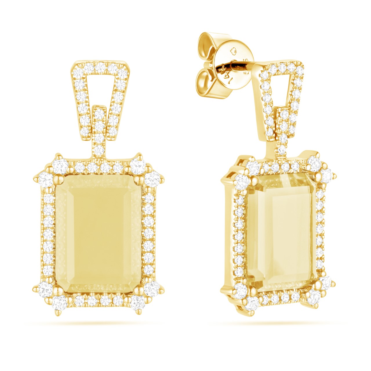 Citrine, White Topaz and Diamond Earrings