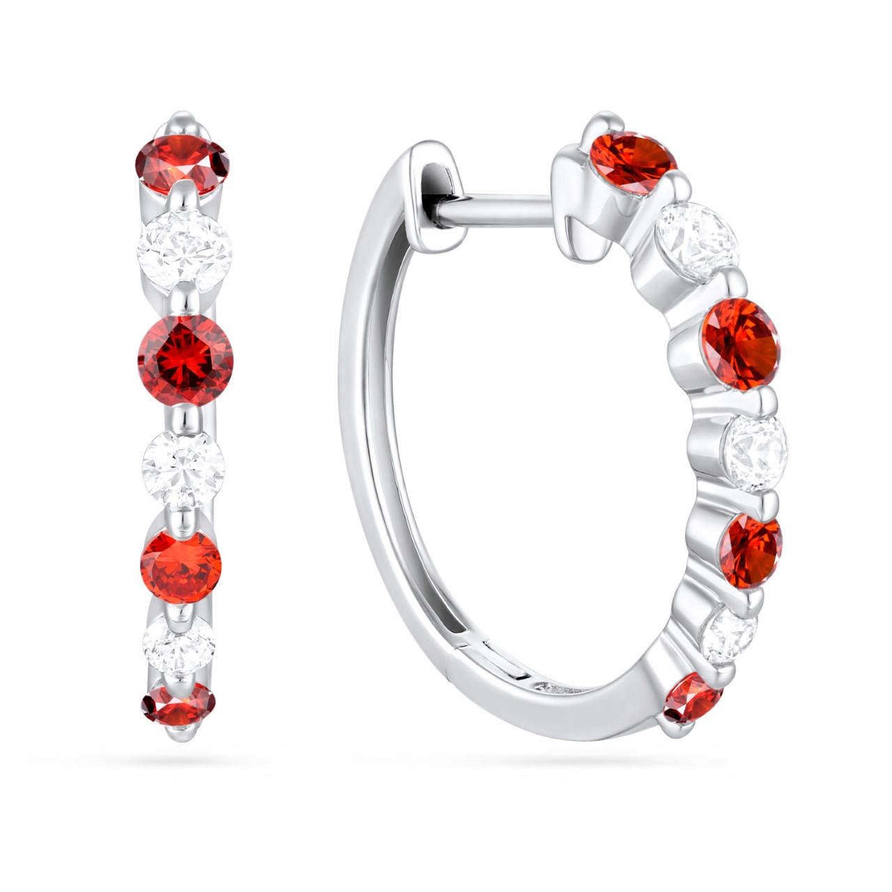 Ruby and Diamond Huggie Earrings