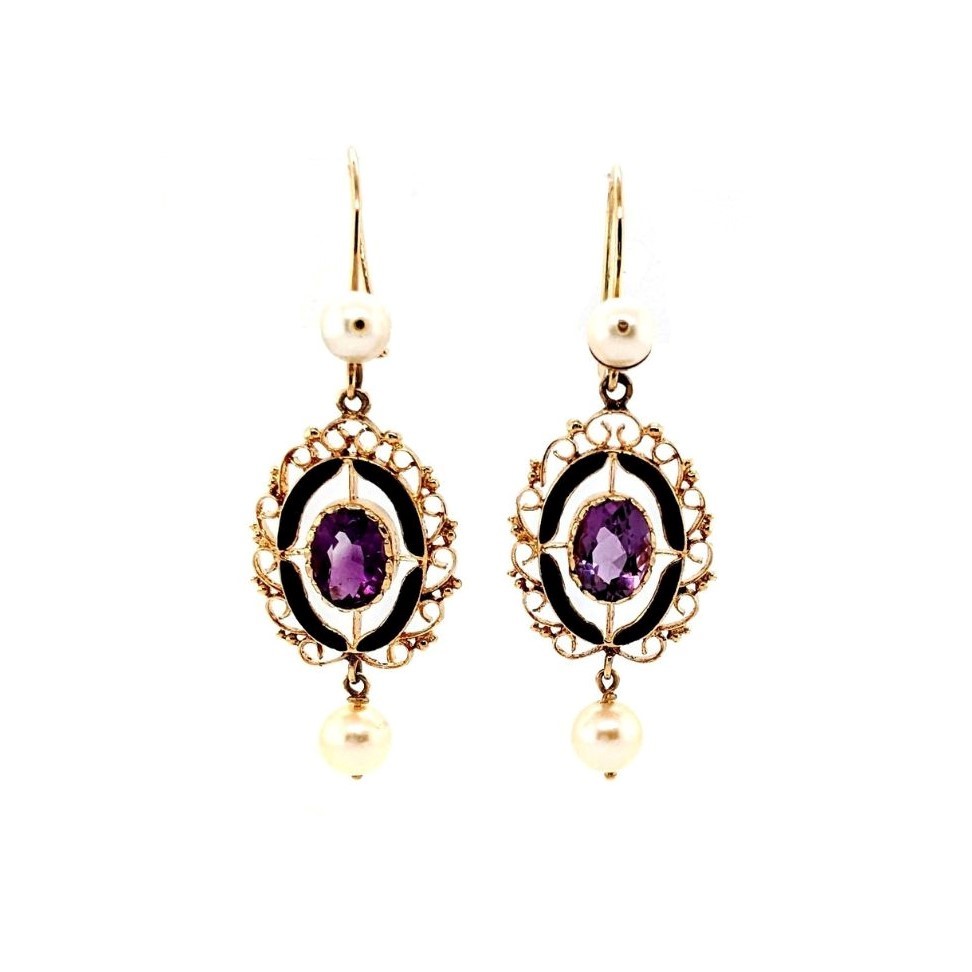 Victorian Style Amethyst Earrings