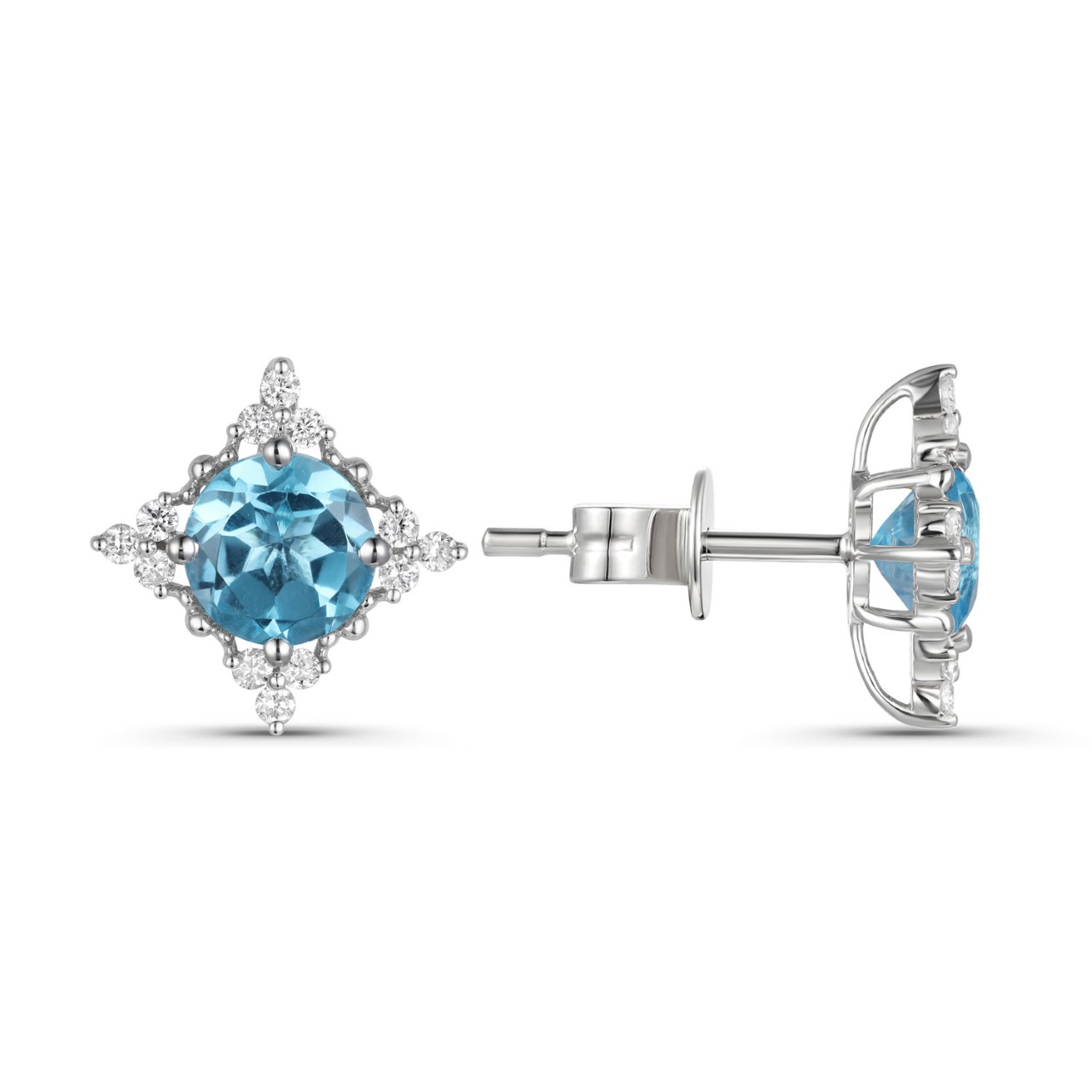 Blue Topaz and Diamond Earrings